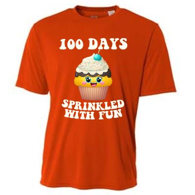 100 Days Sprinkled With Fun Cupcake 100th Day Of School Gift Cooling Performance Crew T-Shirt