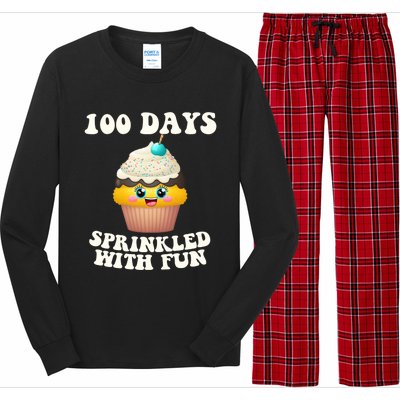 100 Days Sprinkled With Fun Cupcake 100th Day Of School Gift Long Sleeve Pajama Set