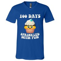 100 Days Sprinkled With Fun Cupcake 100th Day Of School Gift V-Neck T-Shirt