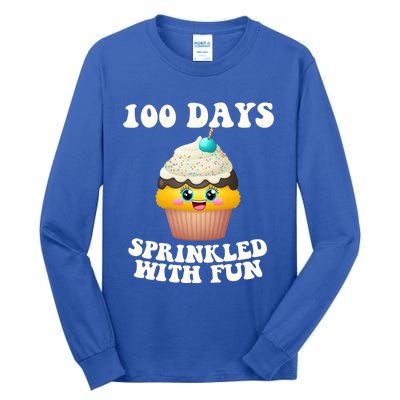 100 Days Sprinkled With Fun Cupcake 100th Day Of School Gift Tall Long Sleeve T-Shirt