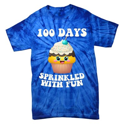 100 Days Sprinkled With Fun Cupcake 100th Day Of School Gift Tie-Dye T-Shirt