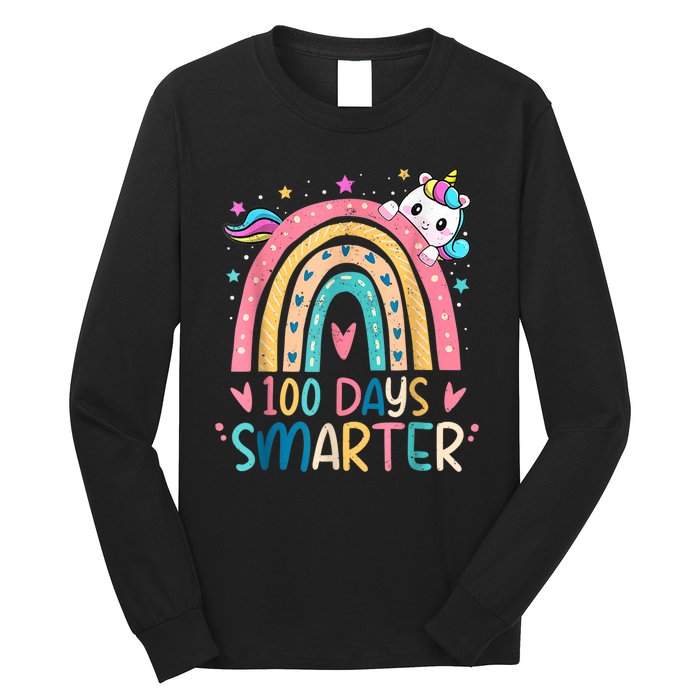 100 Days Smarter Unicorn 100th Day Of School Long Sleeve Shirt