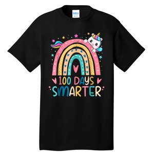 100 Days Smarter Unicorn 100th Day Of School Tall T-Shirt