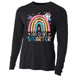 100 Days Smarter Unicorn 100th Day Of School Cooling Performance Long Sleeve Crew