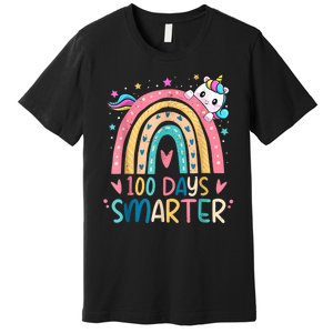 100 Days Smarter Unicorn 100th Day Of School Premium T-Shirt