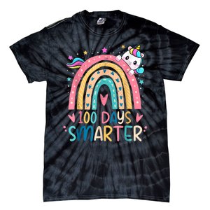 100 Days Smarter Unicorn 100th Day Of School Tie-Dye T-Shirt