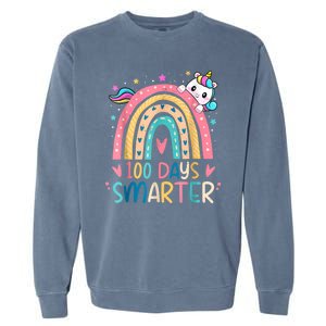 100 Days Smarter Unicorn 100th Day Of School Garment-Dyed Sweatshirt