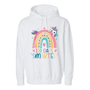 100 Days Smarter Unicorn 100th Day Of School Garment-Dyed Fleece Hoodie