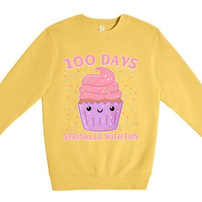 100 Days Sprinkled With Fun Cupcake 100th Day Of School Gift Premium Crewneck Sweatshirt