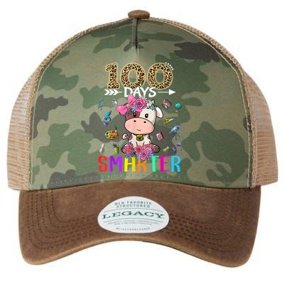 100 Days Smarter Cute Cow  Happy 100th Day of school  Legacy Tie Dye Trucker Hat