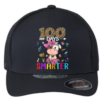 100 Days Smarter Cute Cow  Happy 100th Day of school  Flexfit Unipanel Trucker Cap
