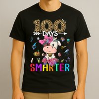 100 Days Smarter Cute Cow  Happy 100th Day of school  T-Shirt