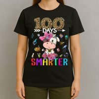 100 Days Smarter Cute Cow  Happy 100th Day of school  T-Shirt