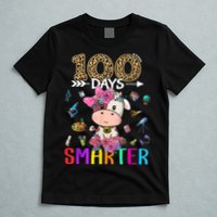 100 Days Smarter Cute Cow  Happy 100th Day of school  T-Shirt