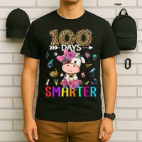 100 Days Smarter Cute Cow  Happy 100th Day of school  T-Shirt