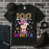 100 Days Smarter Cute Cow  Happy 100th Day of school  Tall T-Shirt