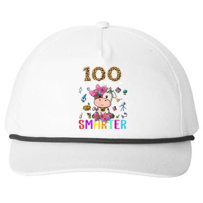 100 Days Smarter Cute Cow  Happy 100th Day of school  Snapback Five-Panel Rope Hat