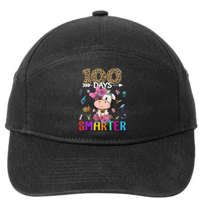 100 Days Smarter Cute Cow  Happy 100th Day of school  7-Panel Snapback Hat