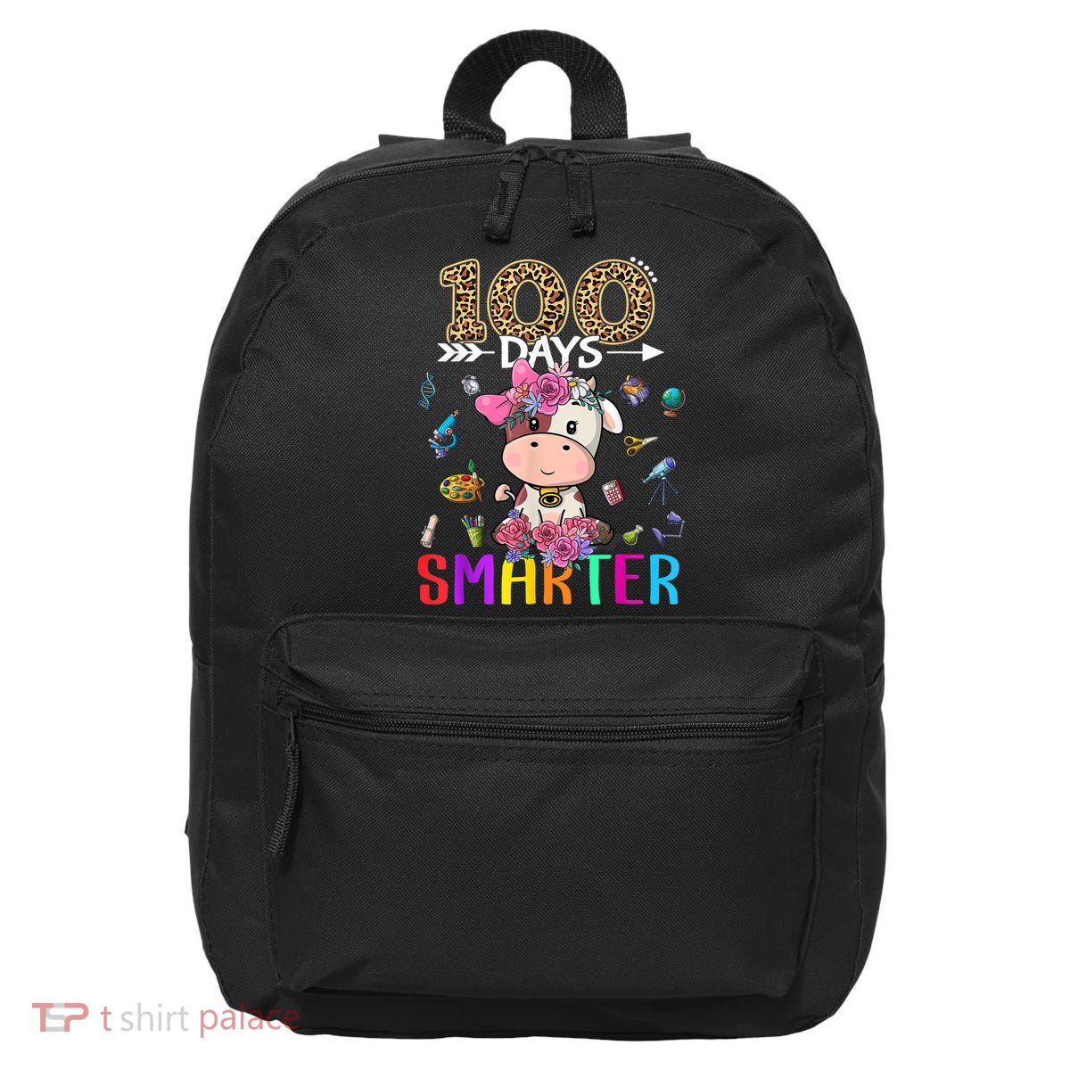 100 Days Smarter Cute Cow  Happy 100th Day of school  16 in Basic Backpack