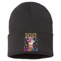 100 Days Smarter Cute Cow  Happy 100th Day of school  Sustainable Knit Beanie