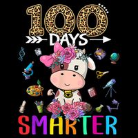 100 Days Smarter Cute Cow  Happy 100th Day of school  Women's Crop Top Tee