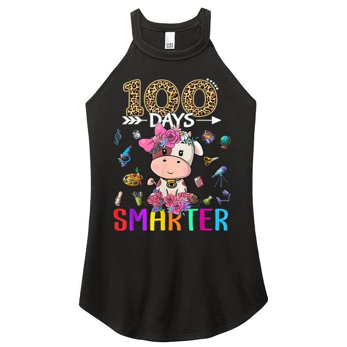 100 Days Smarter Cute Cow  Happy 100th Day of school  Women's Perfect Tri Rocker Tank