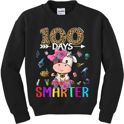 100 Days Smarter Cute Cow  Happy 100th Day of school  Kids Sweatshirt