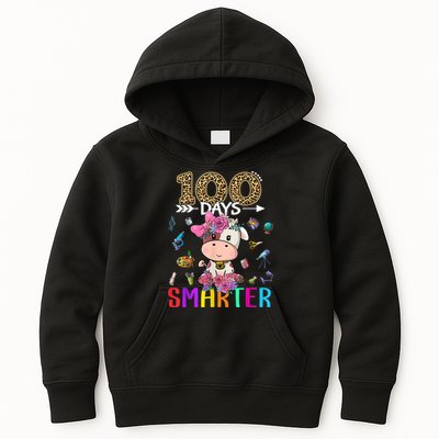 100 Days Smarter Cute Cow  Happy 100th Day of school  Kids Hoodie