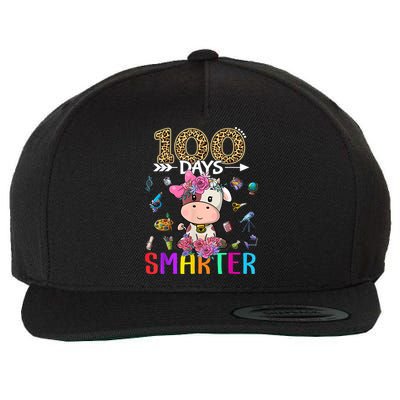 100 Days Smarter Cute Cow  Happy 100th Day of school  Wool Snapback Cap