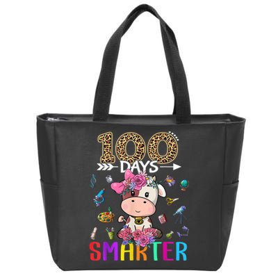 100 Days Smarter Cute Cow  Happy 100th Day of school  Zip Tote Bag