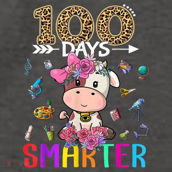 100 Days Smarter Cute Cow  Happy 100th Day of school  Vector Backpack