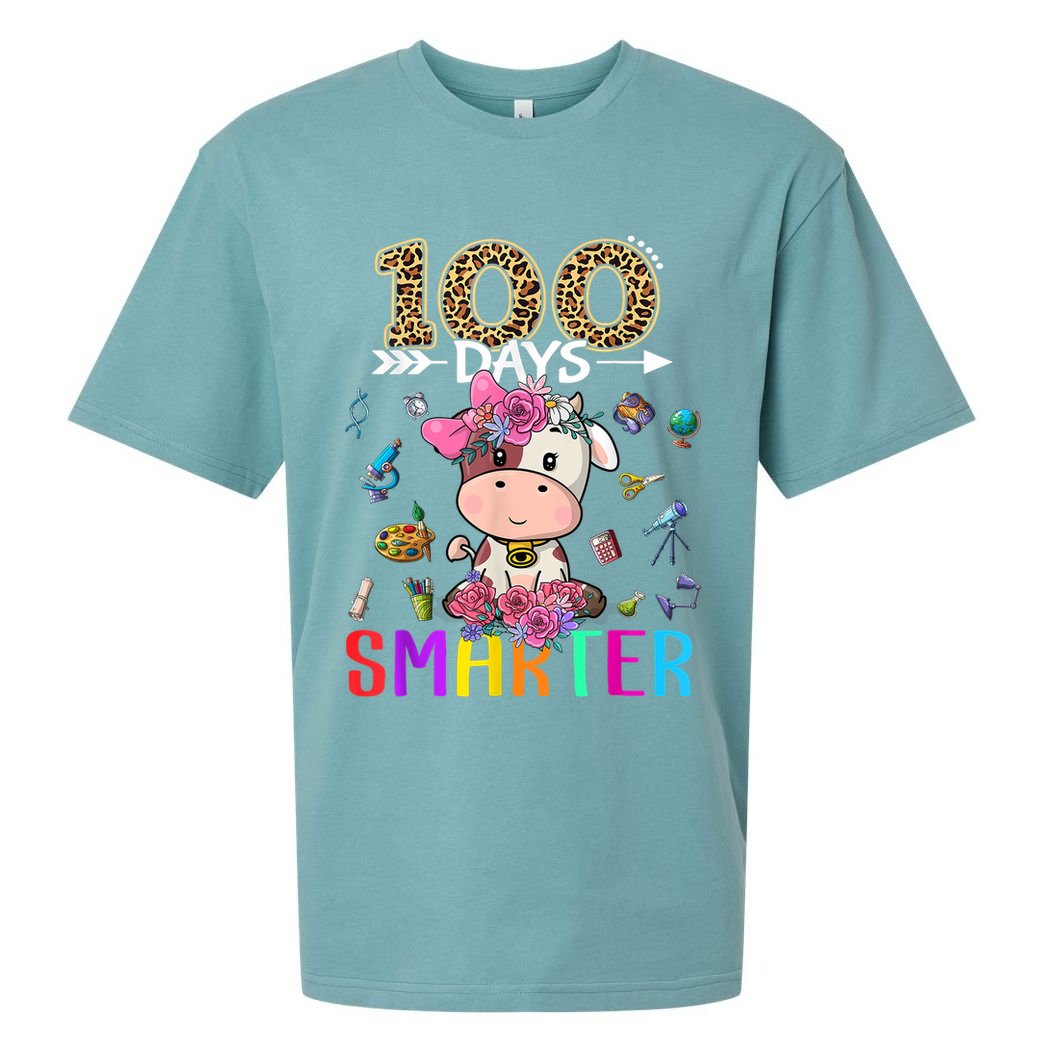 100 Days Smarter Cute Cow  Happy 100th Day of school  Sueded Cloud Jersey T-Shirt