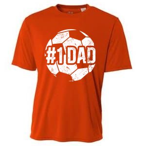 #1 Dad Soccer Dad Of A Soccer Player Dad Soccer Father Gift Cooling Performance Crew T-Shirt