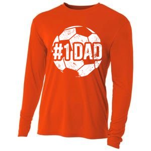 #1 Dad Soccer Dad Of A Soccer Player Dad Soccer Father Gift Cooling Performance Long Sleeve Crew