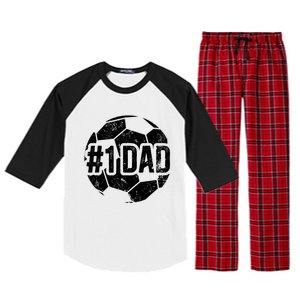 #1 Dad Soccer Dad Of A Soccer Player Dad Soccer Father Gift Raglan Sleeve Pajama Set