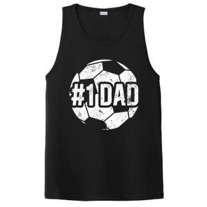 #1 Dad Soccer Dad Of A Soccer Player Dad Soccer Father Gift PosiCharge Competitor Tank