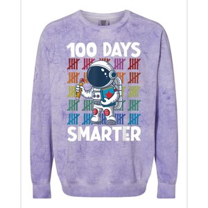 100 Days Smarter Space Astronaut 100th Day School Boy Colorblast Crewneck Sweatshirt