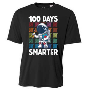 100 Days Smarter Space Astronaut 100th Day School Boy Cooling Performance Crew T-Shirt