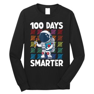 100 Days Smarter Space Astronaut 100th Day School Boy Long Sleeve Shirt