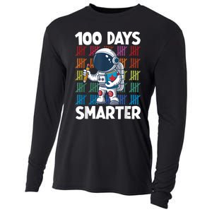 100 Days Smarter Space Astronaut 100th Day School Boy Cooling Performance Long Sleeve Crew