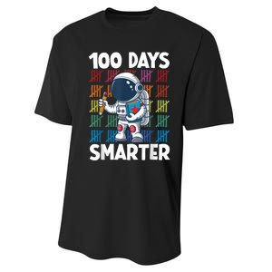 100 Days Smarter Space Astronaut 100th Day School Boy Performance Sprint T-Shirt