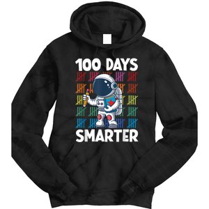 100 Days Smarter Space Astronaut 100th Day School Boy Tie Dye Hoodie