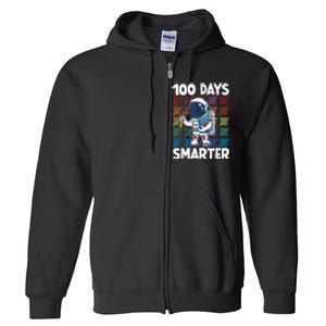 100 Days Smarter Space Astronaut 100th Day School Boy Full Zip Hoodie