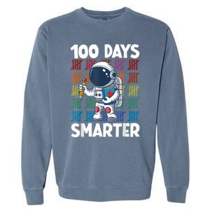 100 Days Smarter Space Astronaut 100th Day School Boy Garment-Dyed Sweatshirt