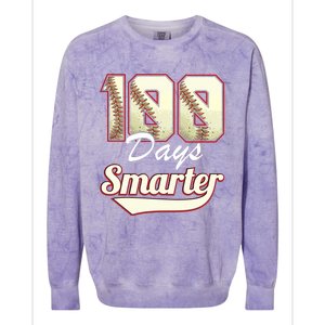 100 Days Smarter Baseball 100th Day Students And Teachers Colorblast Crewneck Sweatshirt