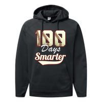 100 Days Smarter Baseball 100th Day Students And Teachers Performance Fleece Hoodie