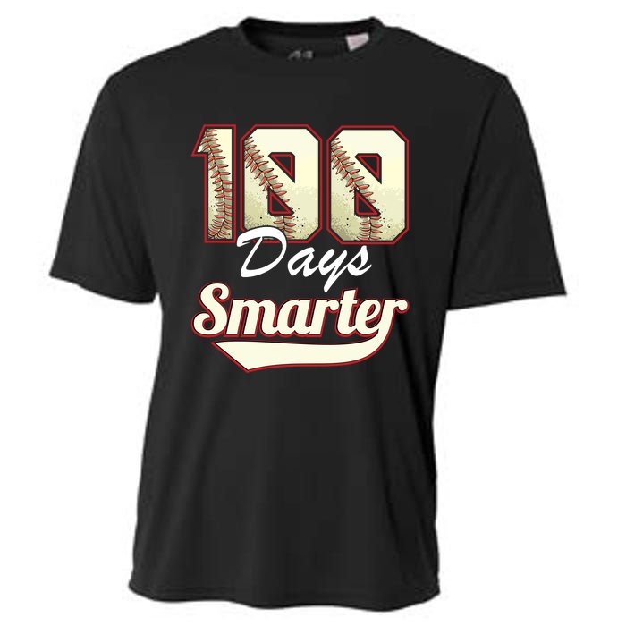 100 Days Smarter Baseball 100th Day Students And Teachers Cooling Performance Crew T-Shirt