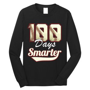 100 Days Smarter Baseball 100th Day Students And Teachers Long Sleeve Shirt