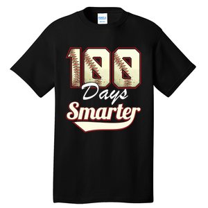 100 Days Smarter Baseball 100th Day Students And Teachers Tall T-Shirt