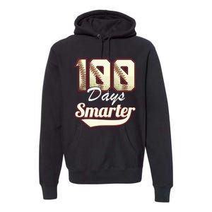 100 Days Smarter Baseball 100th Day Students And Teachers Premium Hoodie